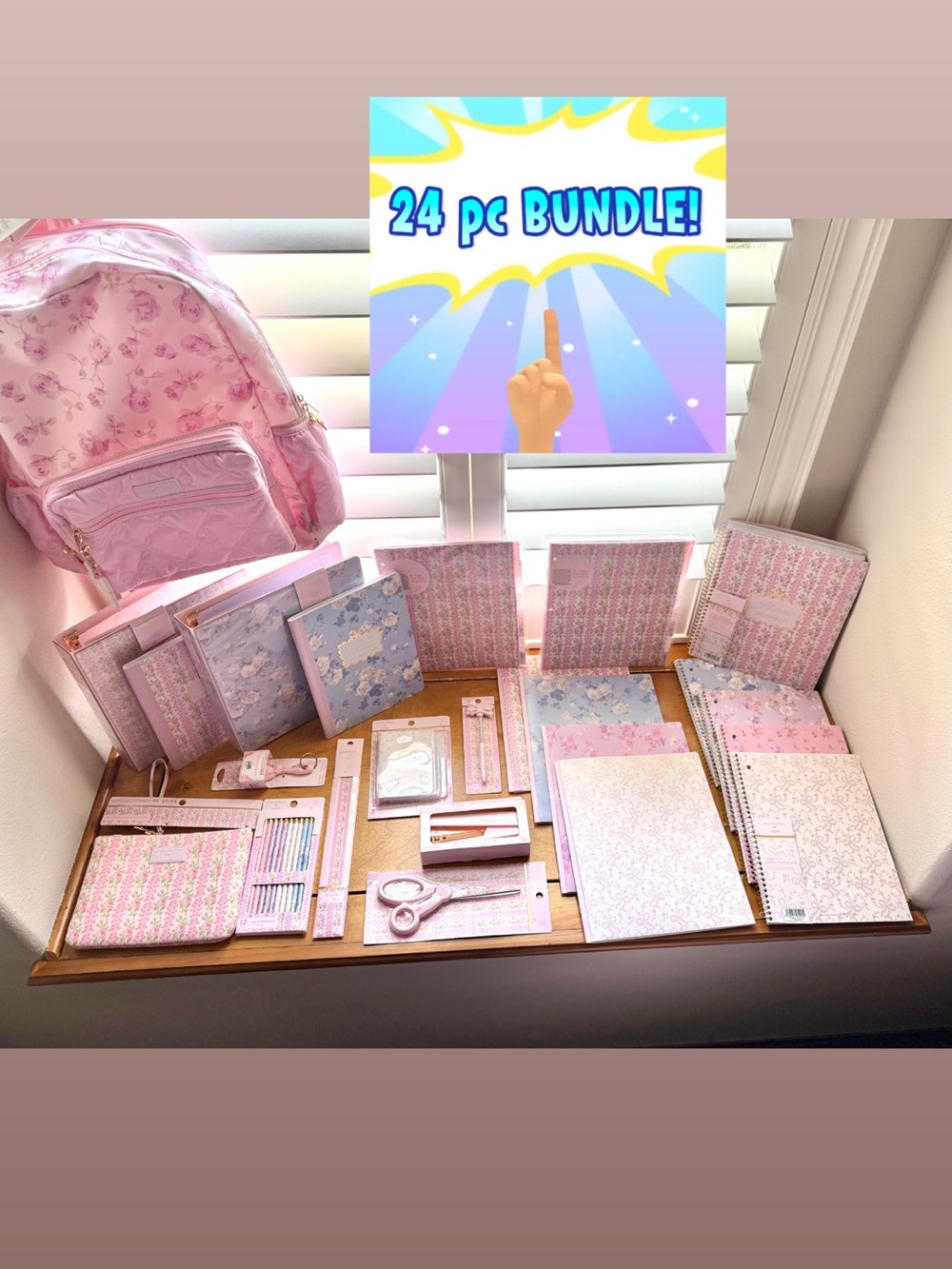 24-Piece LOVESHACKFANCY NOTEBOOKS BINDERS BAG PENS PENCILS FOLDERS & more! NEW!